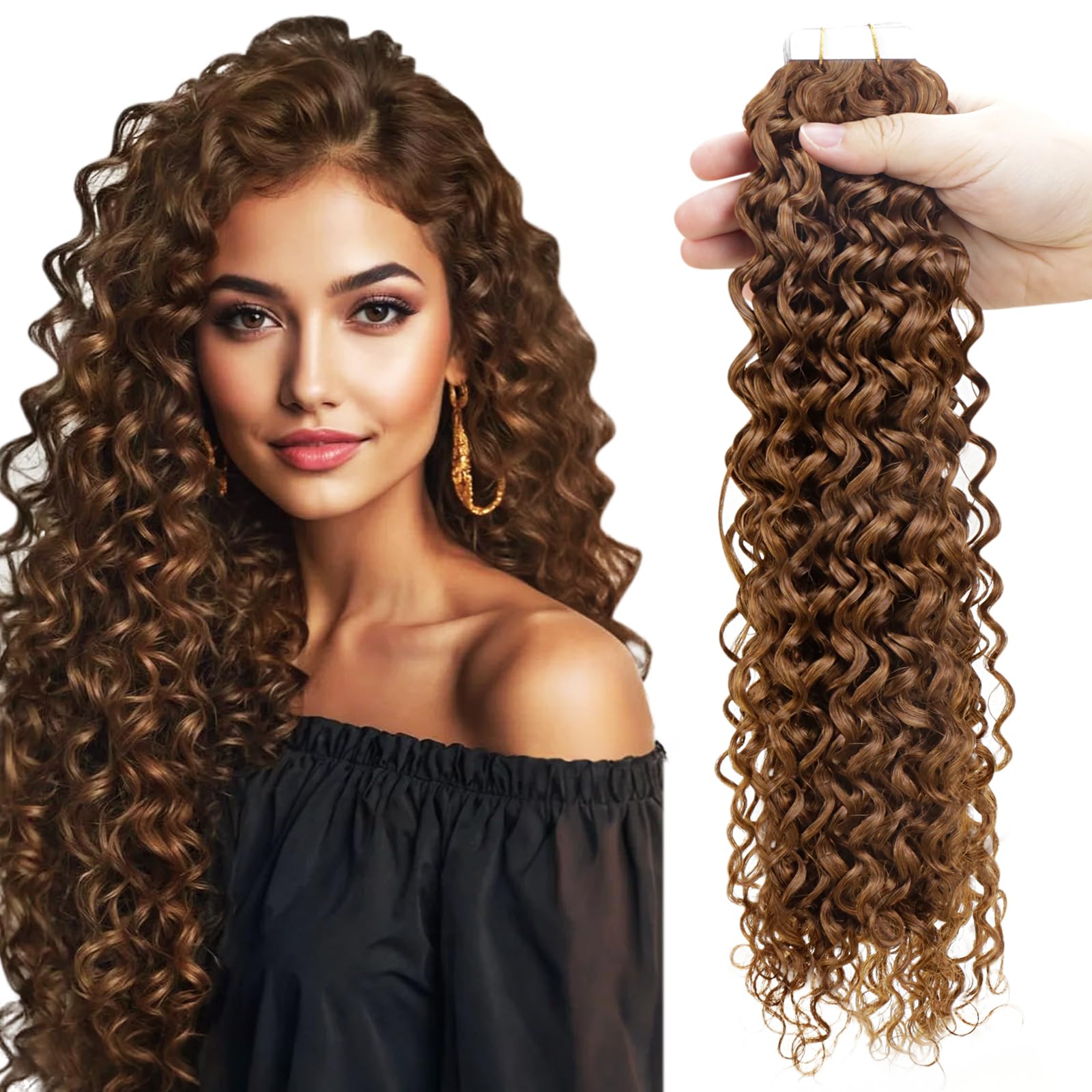 RUNATURE Blonde Tape Hair Extensions Real Human Hair Tape in Hair Extensions Human Hair Invisible Tapes Remy Straight White Blonde Hair 20pcs 50g 18 Inch #800 — view 33