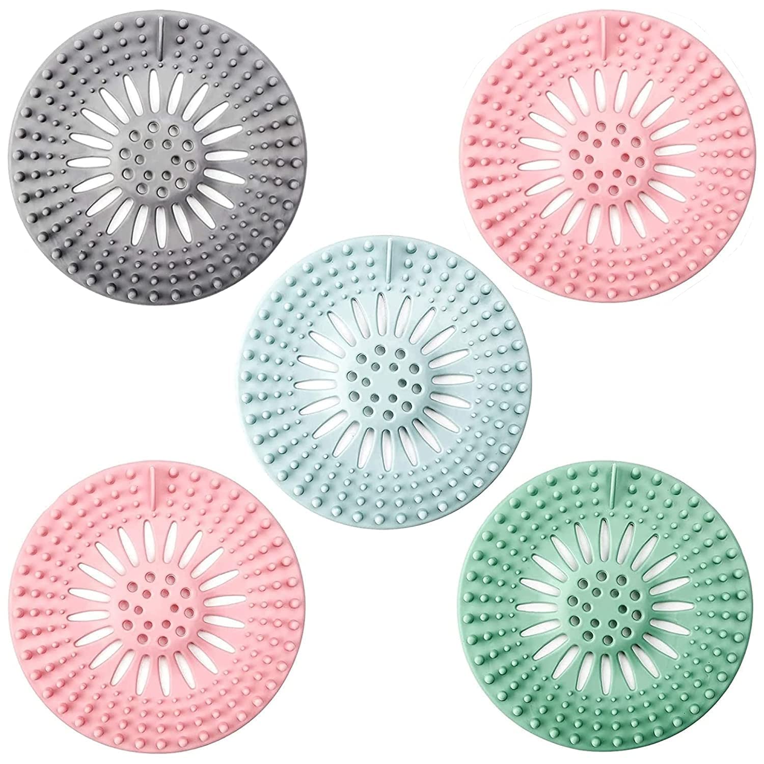 SHFTI Shower Drain Covers,Hair Catcher Durable Silicone Hair Stopper Sink Drainer, and Clean Bathroom Accessories Bathtub Drain Stopper Block Hair Trap for Shower Drain(Random Color) (Pack of 5) (B0BNFX9SD6) Amazon Price History, Amazon Price Tracker