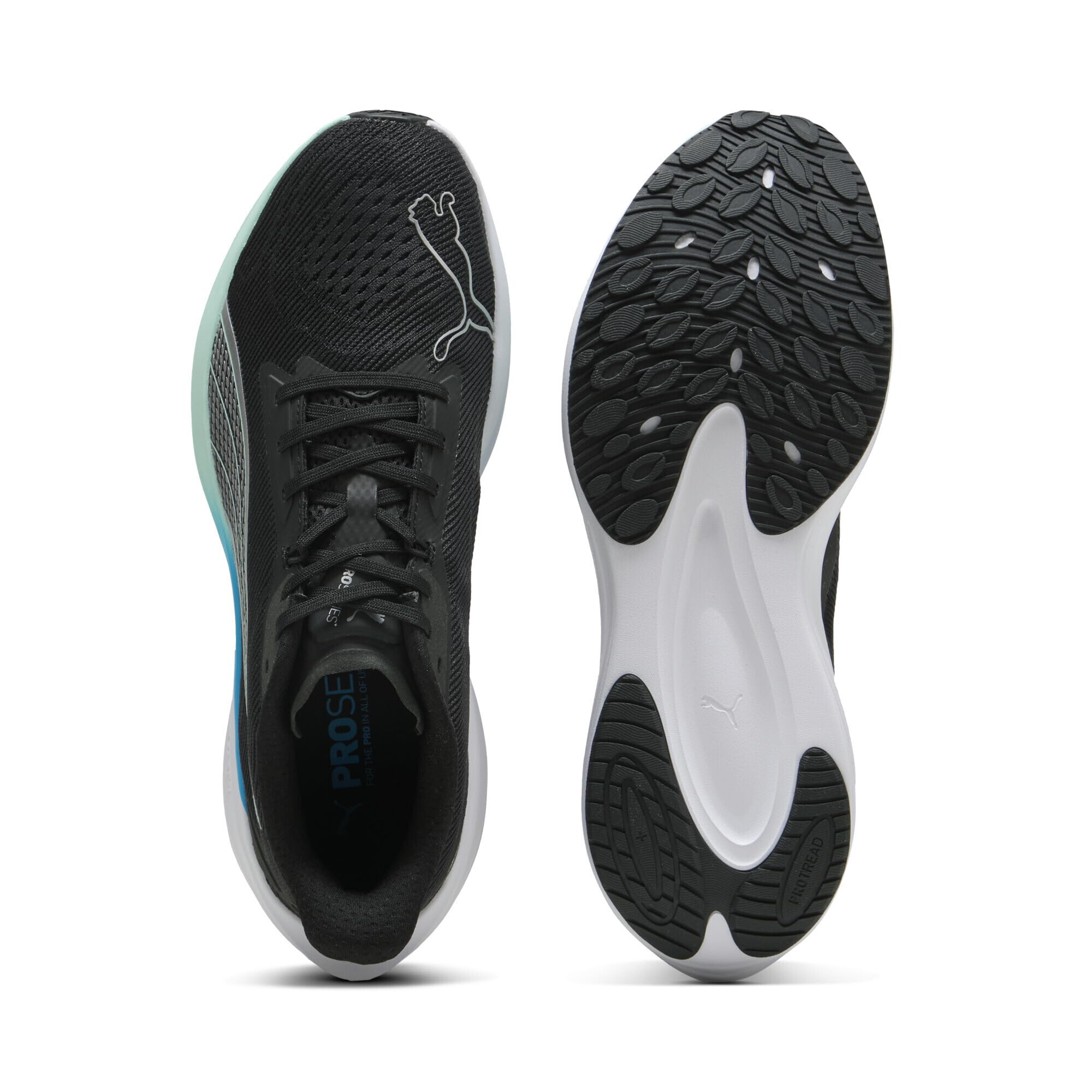 Puma Unisex Darter ProRoad Laufschuh, Puma Black Puma Silber Mint Melt Speed Blau, 46 EU
