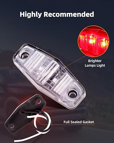 Miniatura 3 de LBRST Luz LED ovalada de 2.5 pulgadas de lente transparente para camión, remolque, luces laterales rojas, impermeables, selladas, montadas en