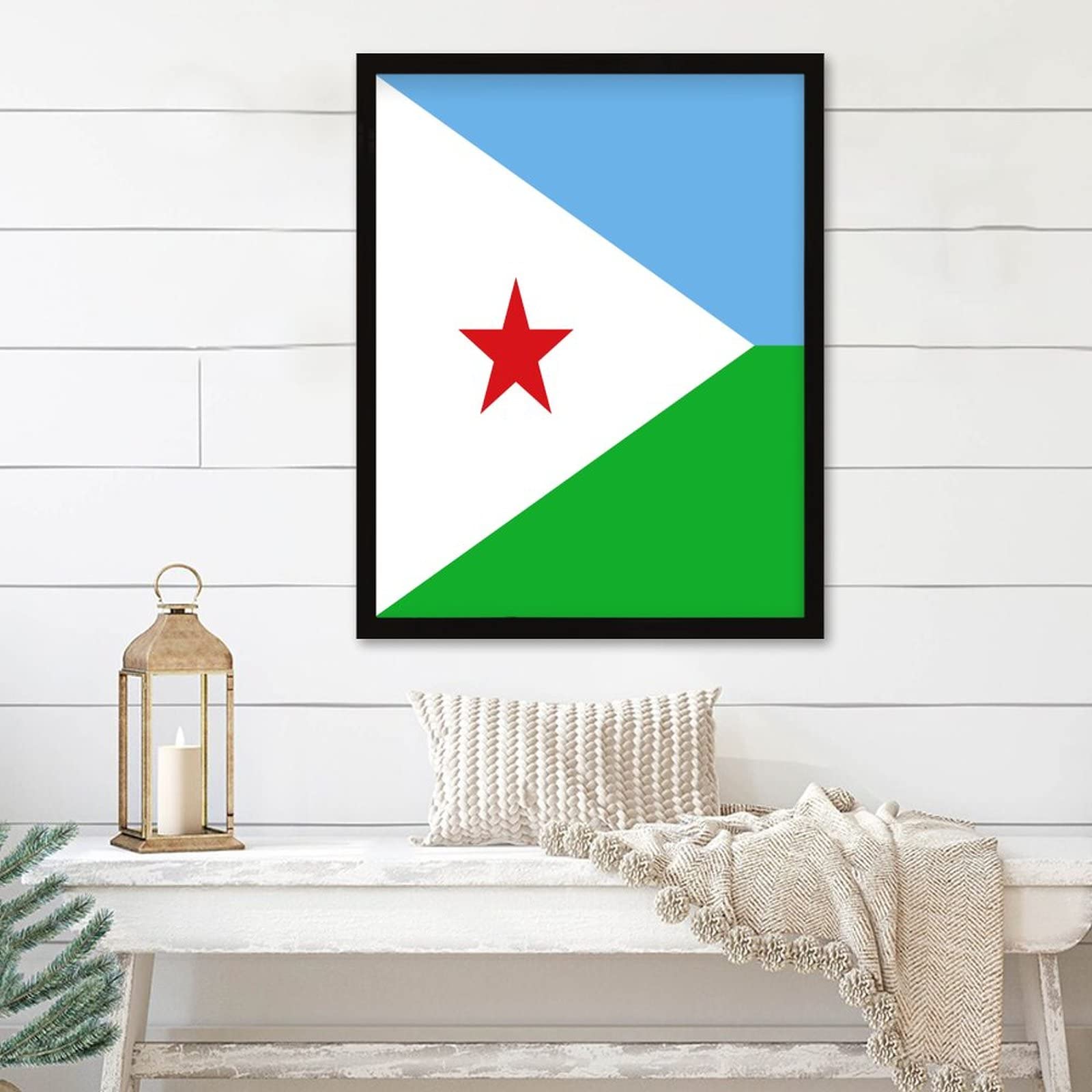 Décoration drapeau Djibouti tableau encadré chambre salon cuisine 40x50