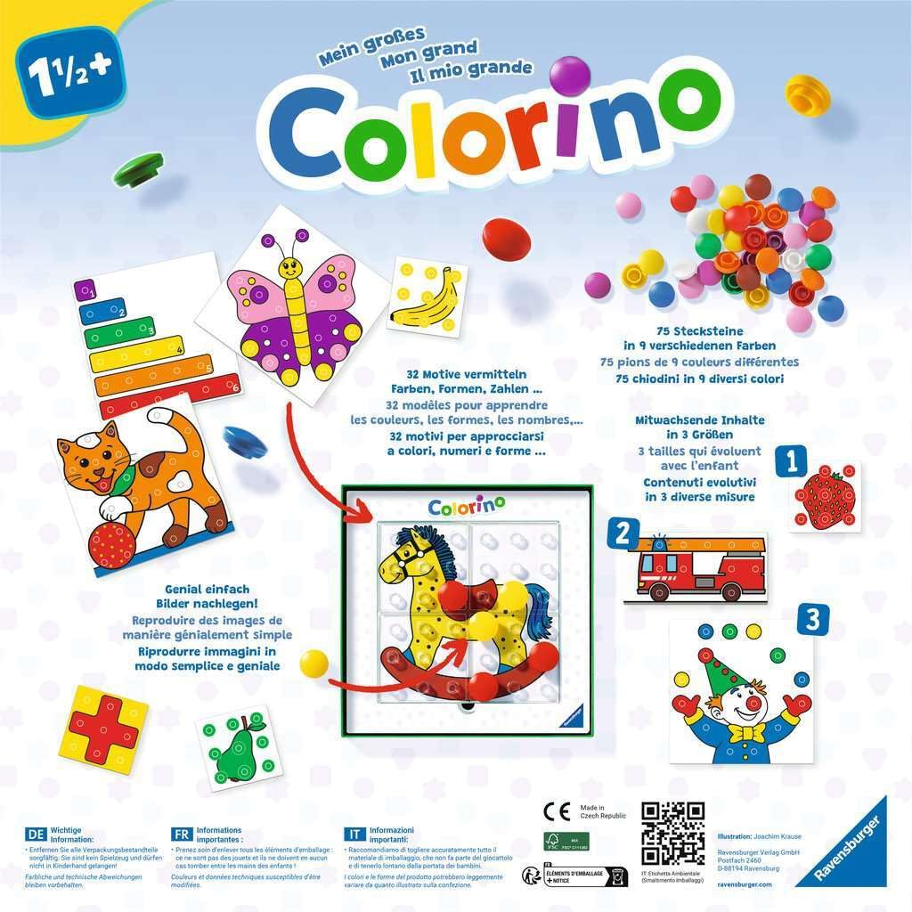 Ravensburger 20959 Il mio grande Colorino, gioco educativo in crescita, così impara i colori un gioco da ragazzi, il classico dei giochi per bambini dai 1,5 anni in su
