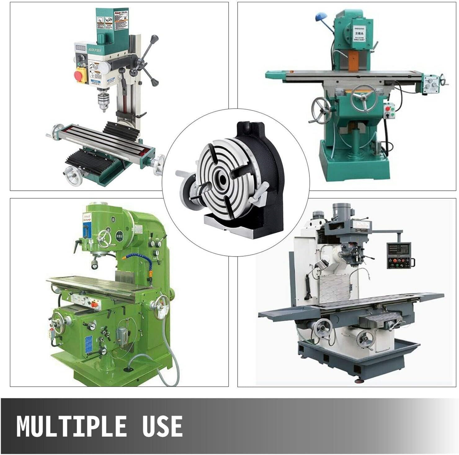 Vertical & Horizontal Rotary Table 100MM 150MM 200MM HV4 HV6 HV8 Working Table Tilting 360° For Milling Drilling Machine(200MM 4-Slot)