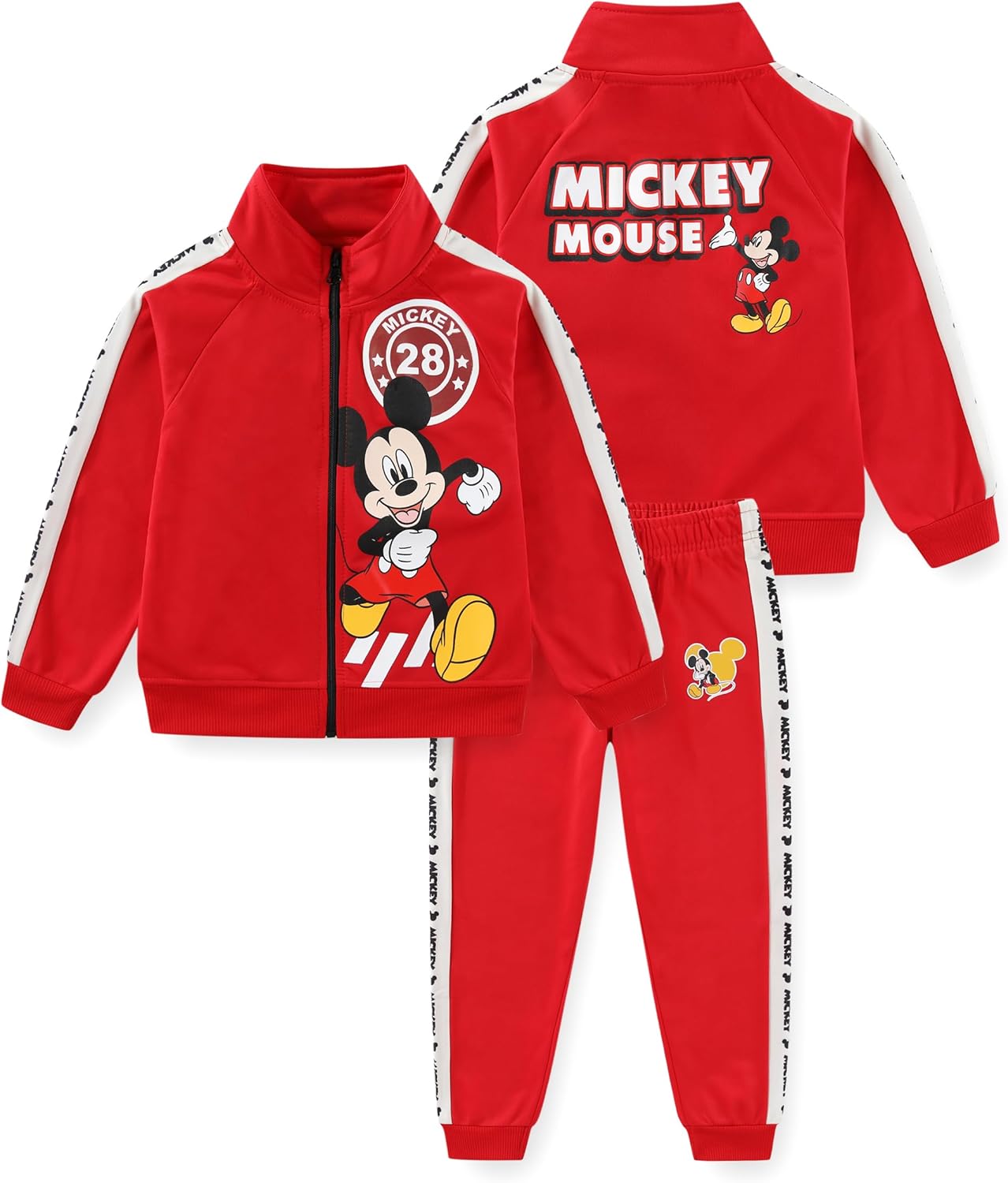 Disney Mickey Boys Zip Up Jacket and Pants 2 Piece Set for Toddler and Big Kids