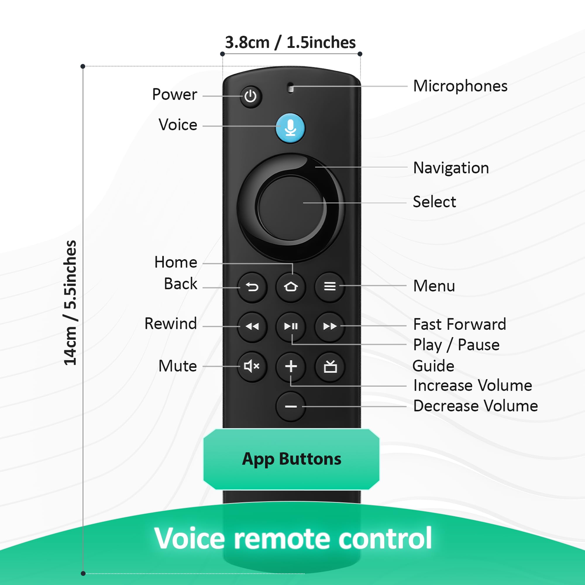 Telecomando vocale di ricambio L5B83G, adatto per Smart TV Fire AMZ Stick Lite, Smart TV Stick (Gen 2 e versioni successive), Smart TV Stick 4K, Smart TV Cube (prima generazione e successive),