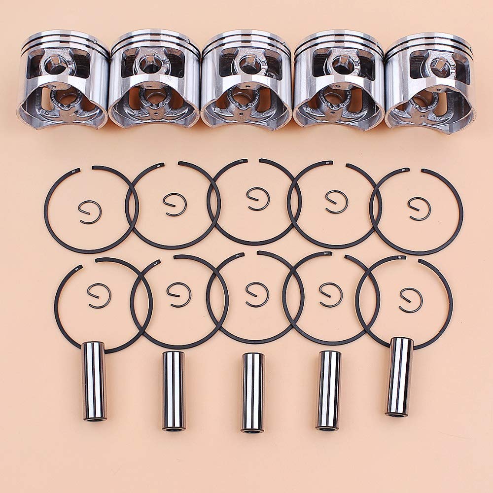 Tiempo Beixi 5set / Lot 45mm Anillos de pistón Kit for 4500 5800 5200 China Sierras a 45cc 52cc 58cc Motor del Motor de Gas Chinos Motosierra Recambios