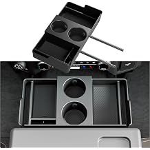 Front Center Seat Headrest Organizer Compatible with 2011-2026 Ford F150 F250 F350 F450 F550 F650 Cup Holder Coin Container Storage Box with Silicone Pads Accessories Jump Seat Console Only