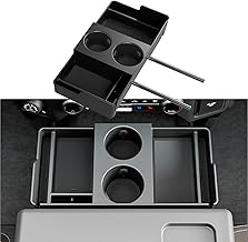 Front Center Seat Headrest Organizer Compatible with 2011-2026 Ford F150 F250 F350 F450 F550 F650 Cup Holder Coin Container Storage Box with Silicone Pads Accessories (Jump Seat Console Only)