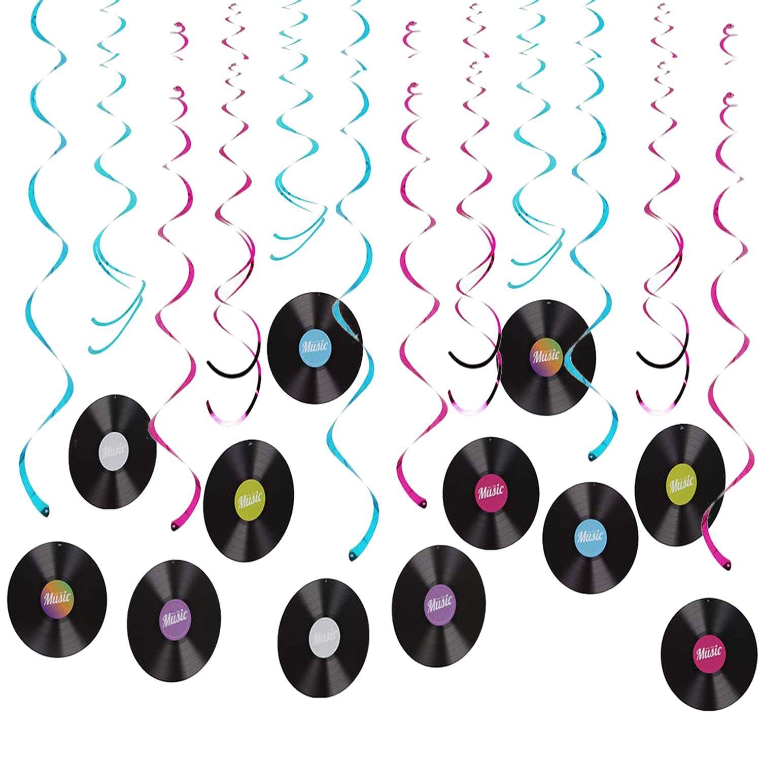 Set di Decorazioni da Appendere A Spirale per Dischi di Musica Rock da 12 Pezzi, Decorazioni per Feste, Decorazioni per Dischi in Vinile, Dischi Decorativi per Feste in Discoteca