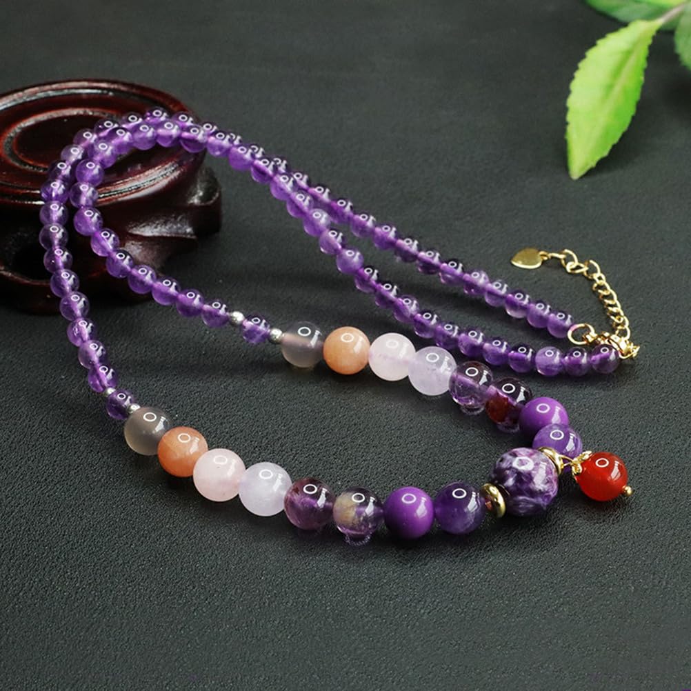 Collar con Colgante de Amatista Natural para Mujer, joyería de Cristal Morado auténtico con Cadena Ajustable, Embalaje Sencillo y Elegante