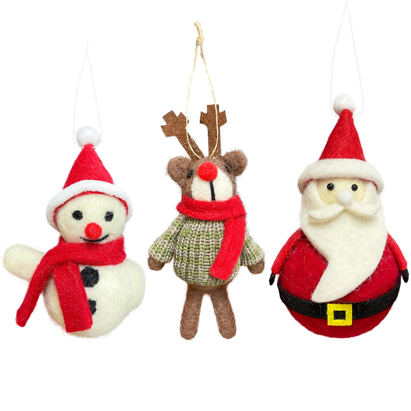 3 Piezas Colgante de árbol de Navidad Interior, Decoracion Navidad Hogar Originales, Adornos Navidad de Muñeco de Nieve/Papá Noel/Reno, Decoración Navideño de Sintió Gnomos Peluche de Navidad Casa