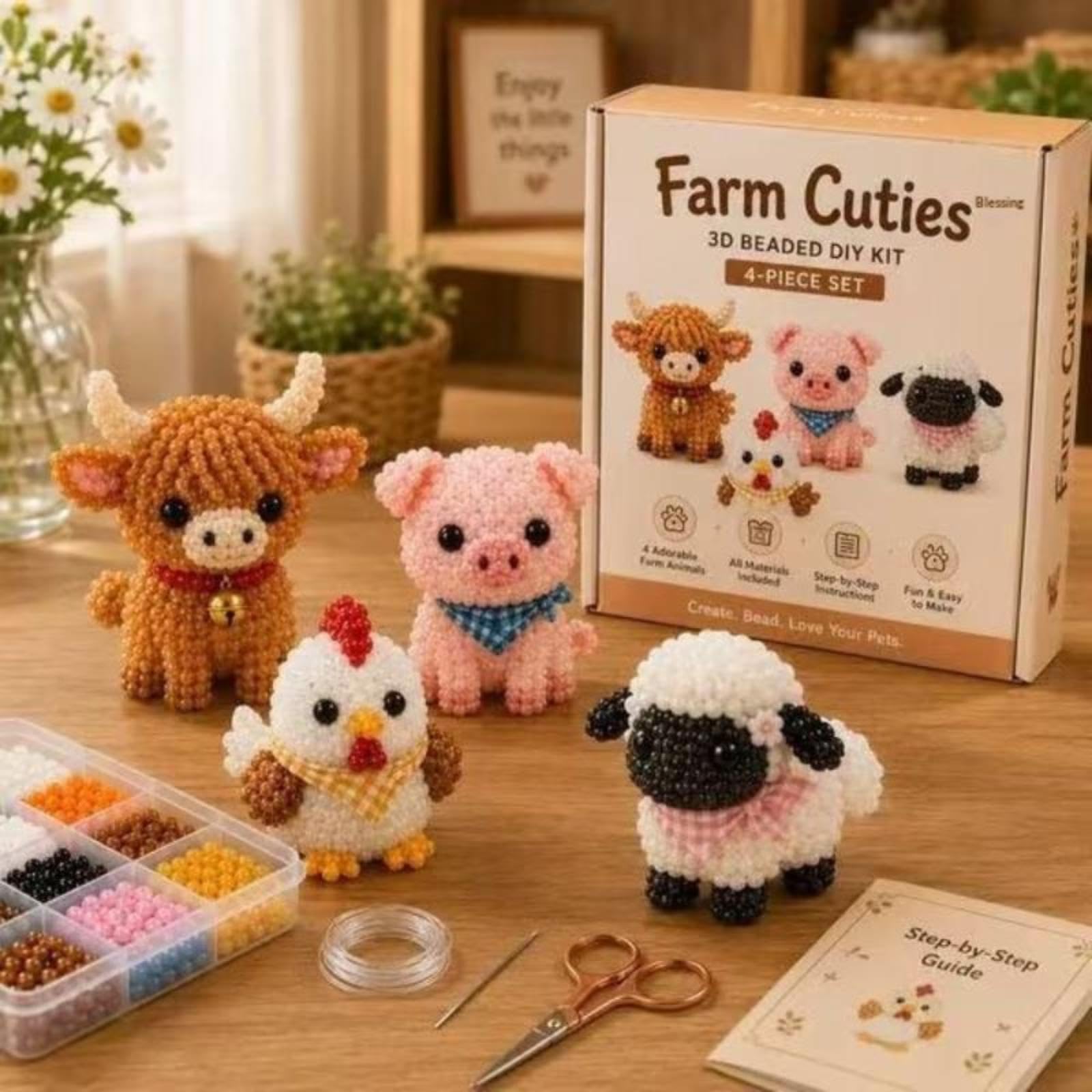 3D Beaded Animal Kit For Adults, Tiny 3D Beaded Animals Beading Embroidery Kits for DIY Crafting and Stress Relief, Animal Themed Beadwork Kits For Beginners & Craft Enthusiasts With Instructions