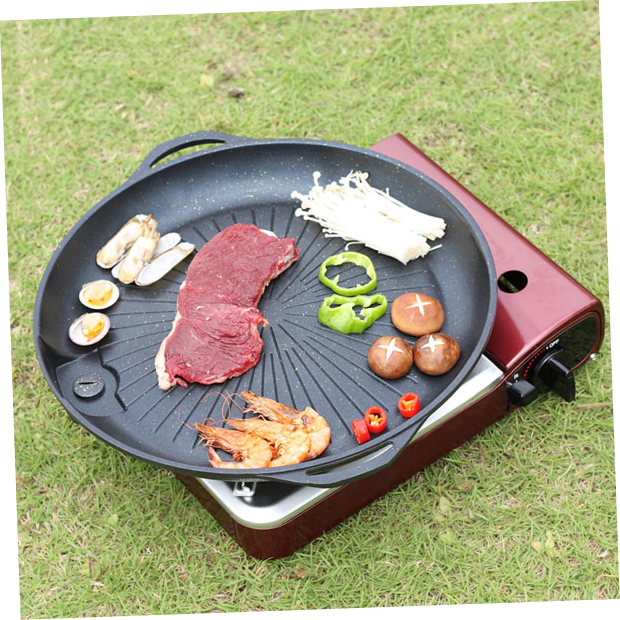 Griglia per Barbecue, Barbecue Portatile in Pietra Medica Antiaderente, Padella, griglia for Barbecue da Campeggio all'aperto