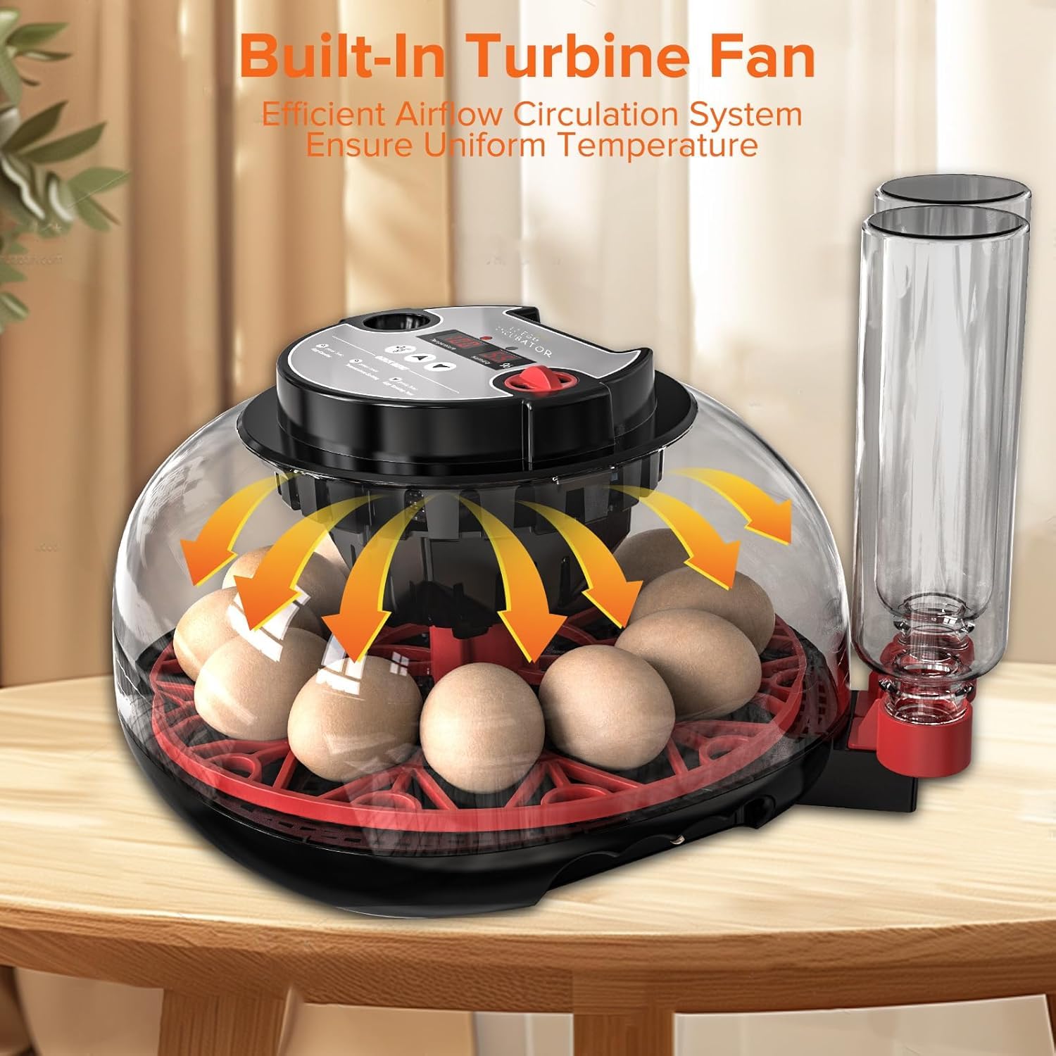 Incubadora Huevos Gallina, Incubadora Automática de 12 Huevos, Volteador Automático de Huevos, Control de Temperatura y Humedad, Visualización de 360° para Huevos de Pollo, Pato y Codorniz