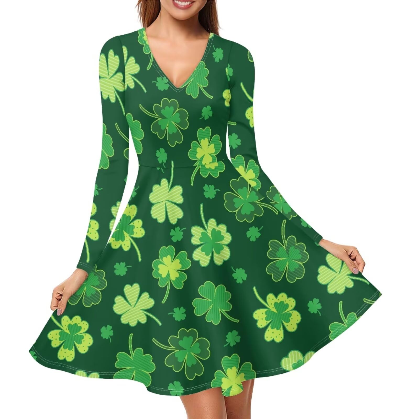 Forchrinse Colorful Mushroom Dress for Women Long Sleeve Midi Sundress Mushroom Dresses for Party Casual Wedding Birthday