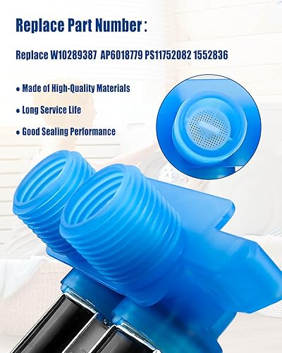 Miniatura 5 de Válvula de entrada de agua apta para lavadora Whirlpool Maytag, válvula de agua para lavadora de ropa de carga frontal, reemplazar WPW10289387