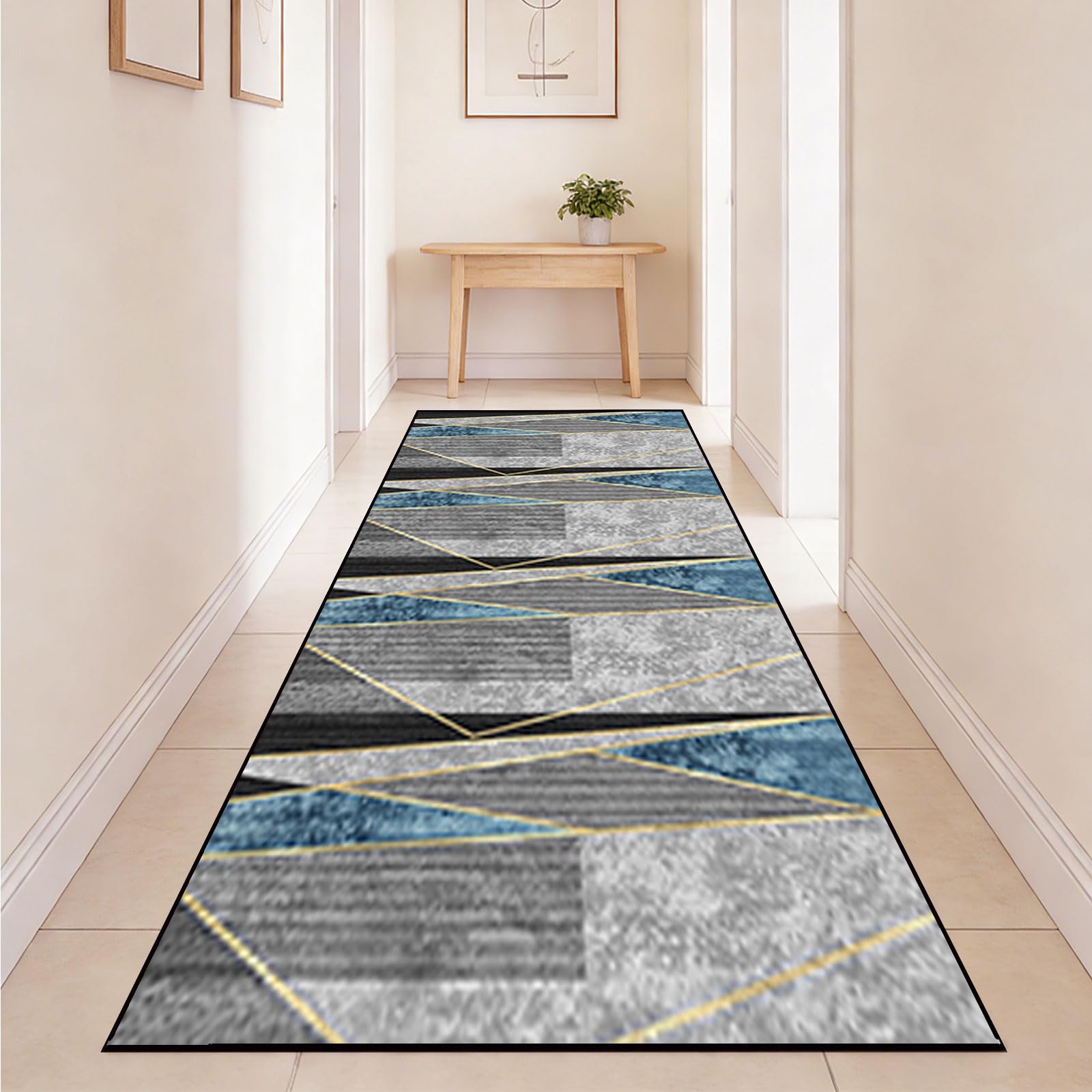 Küchenläufer Waschbar rutschfest 45 x 260 cm rutschfest Waschbar Läufer Teppich Flur Anpassbar, Modern, Kurzflor, Weich für Eingang, Küche, Wohnzimmer, B