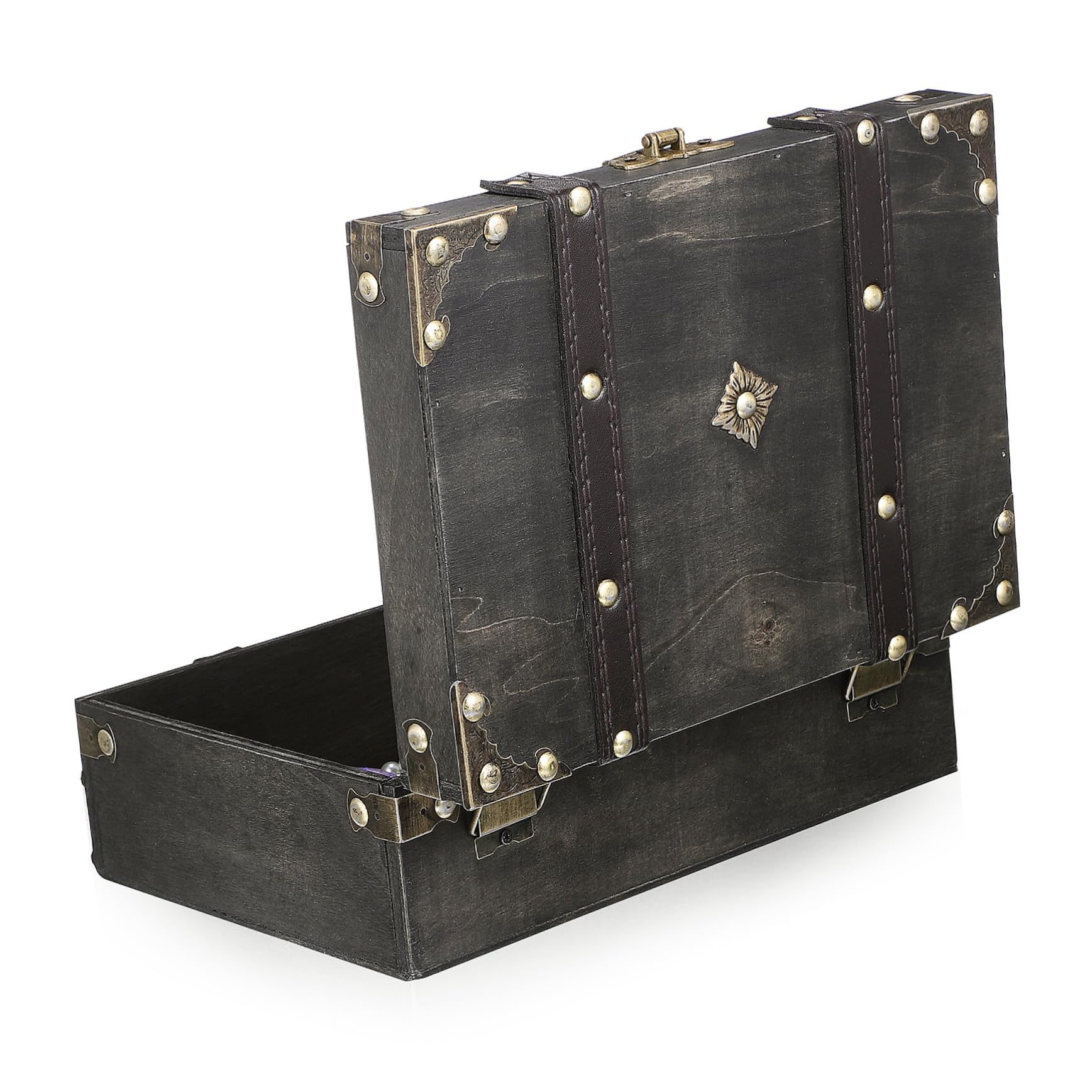 Boîte à bijoux rétro verrouillable Toyvian grand format pour rangement de bijoux et bibelots