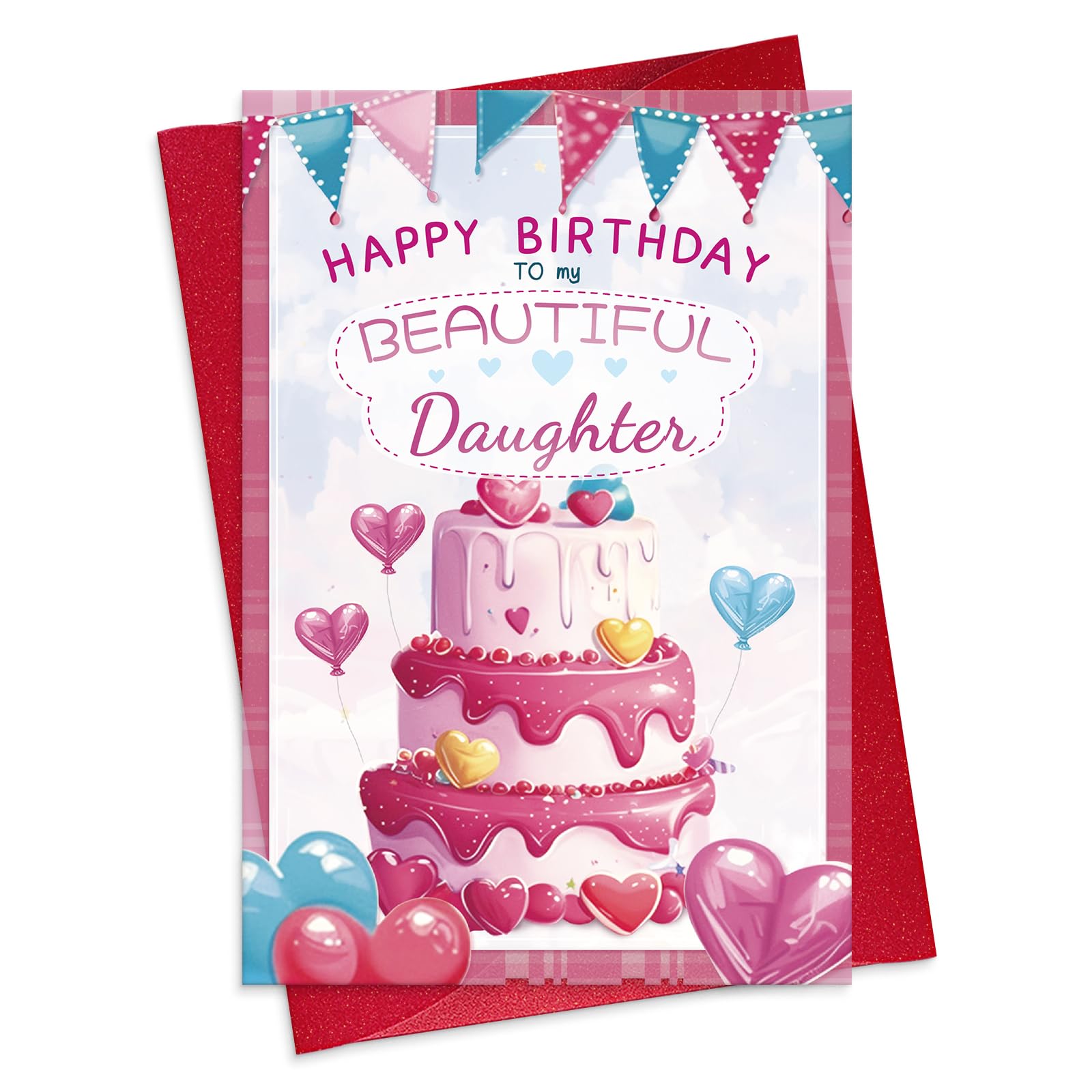 FLYAB Daughter Birthday Card - 5.5"x8" Happy Birthday Daughter Card with Envelope Funny Gift for Her Women Beautiful Daughters Girl Kid from Mom Dad
