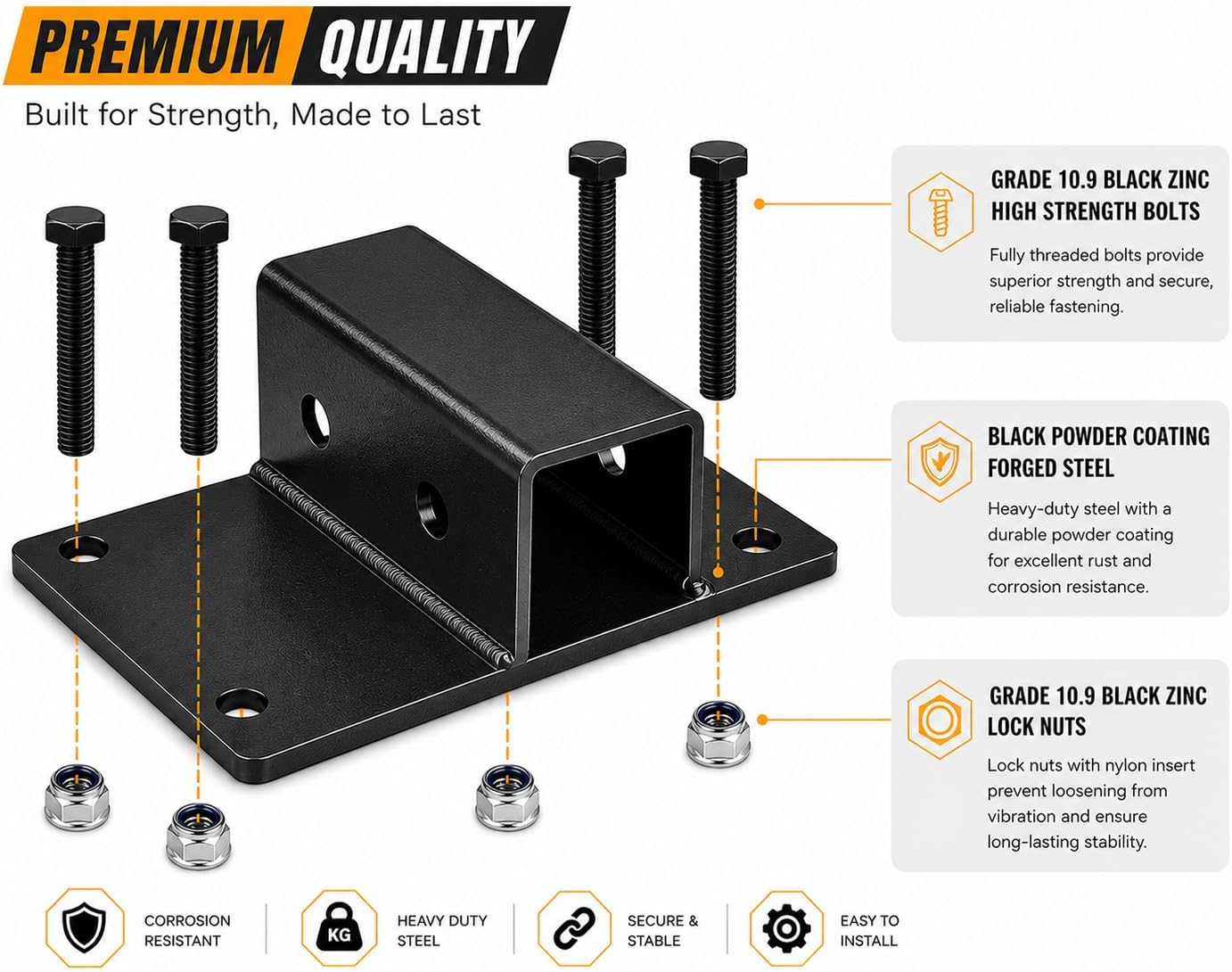 2" Receiver Bolt-On Tractor Bucket Hitch, Class III Trailer Hitch Receiver with 5/8" Hitch Pin Hole, 12000 lbs Towing Capacity, Compatible with Tractor Buckets, RVs, UTVs & Trucks