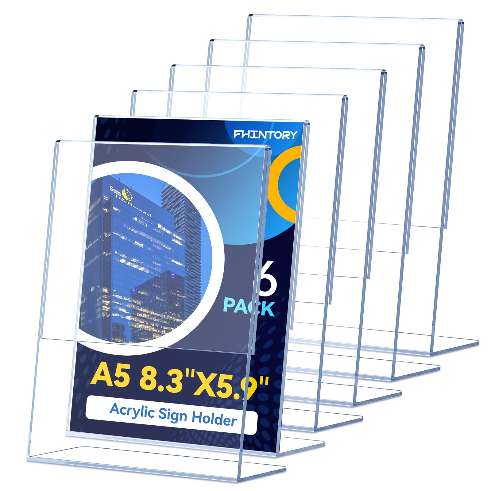 CIOXSOIO 5 Pezzi Espositore Plexiglass A4, T forma Porta Cartelli in Acrilico Porta Fogli Cornice Plexiglass Trasparente Porta Menu Da Tavolo Per Ristorante, Caffetterie, Ufficio, Foto
