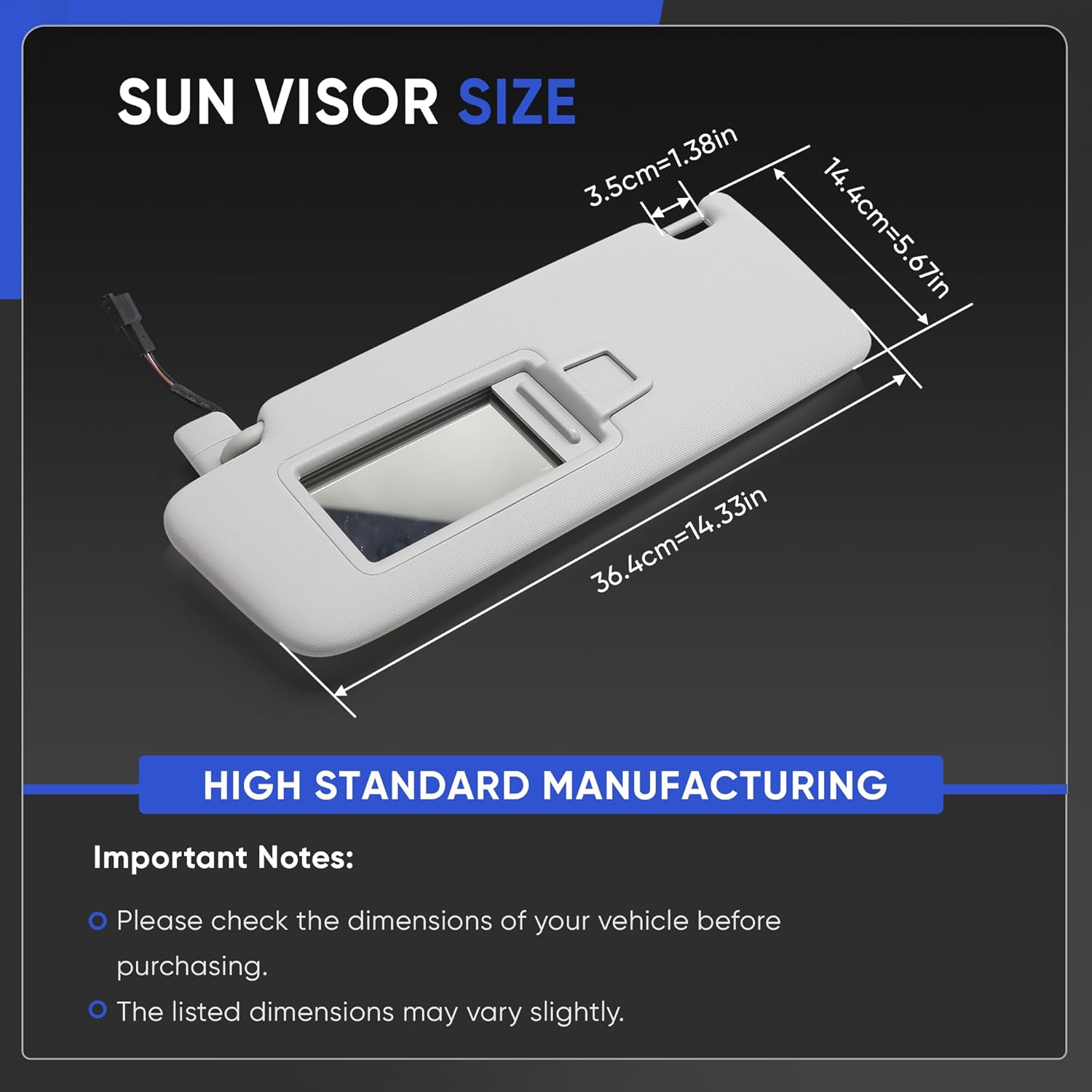 5GG857551 Left Car Front Sun Visor Compatible with VW Golf Passat CC Jetta(Left)