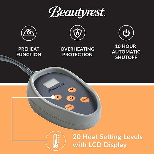 Miniatura 5 de Beautyrest - Manta eléctrica súper suave, controlador con 10 horas de apagado automático y 20 niveles de calefacción
