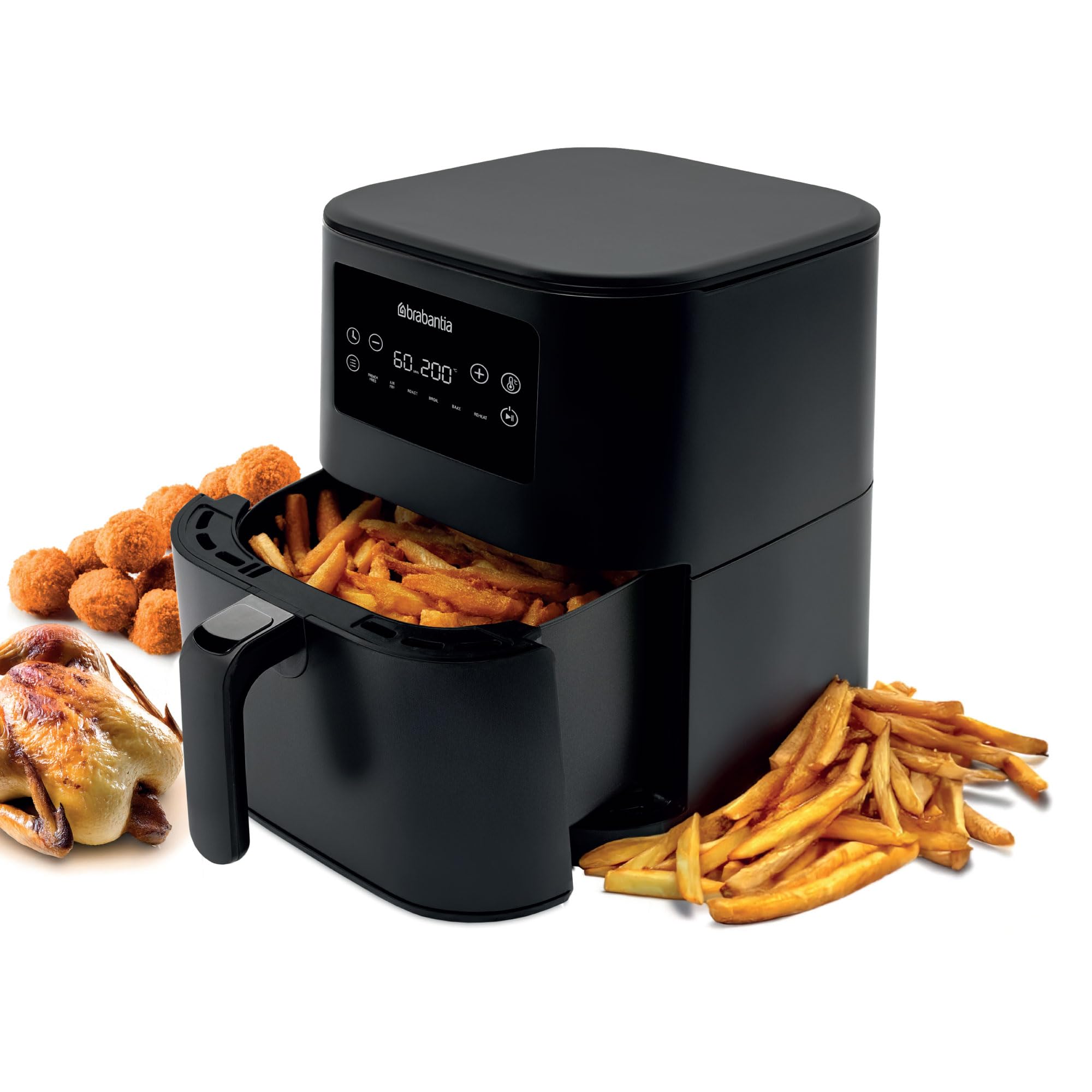 Brabantia Airfryer - 5,7 litres - 1700 Watt - Écran tactile - Revêtement antiadhésif