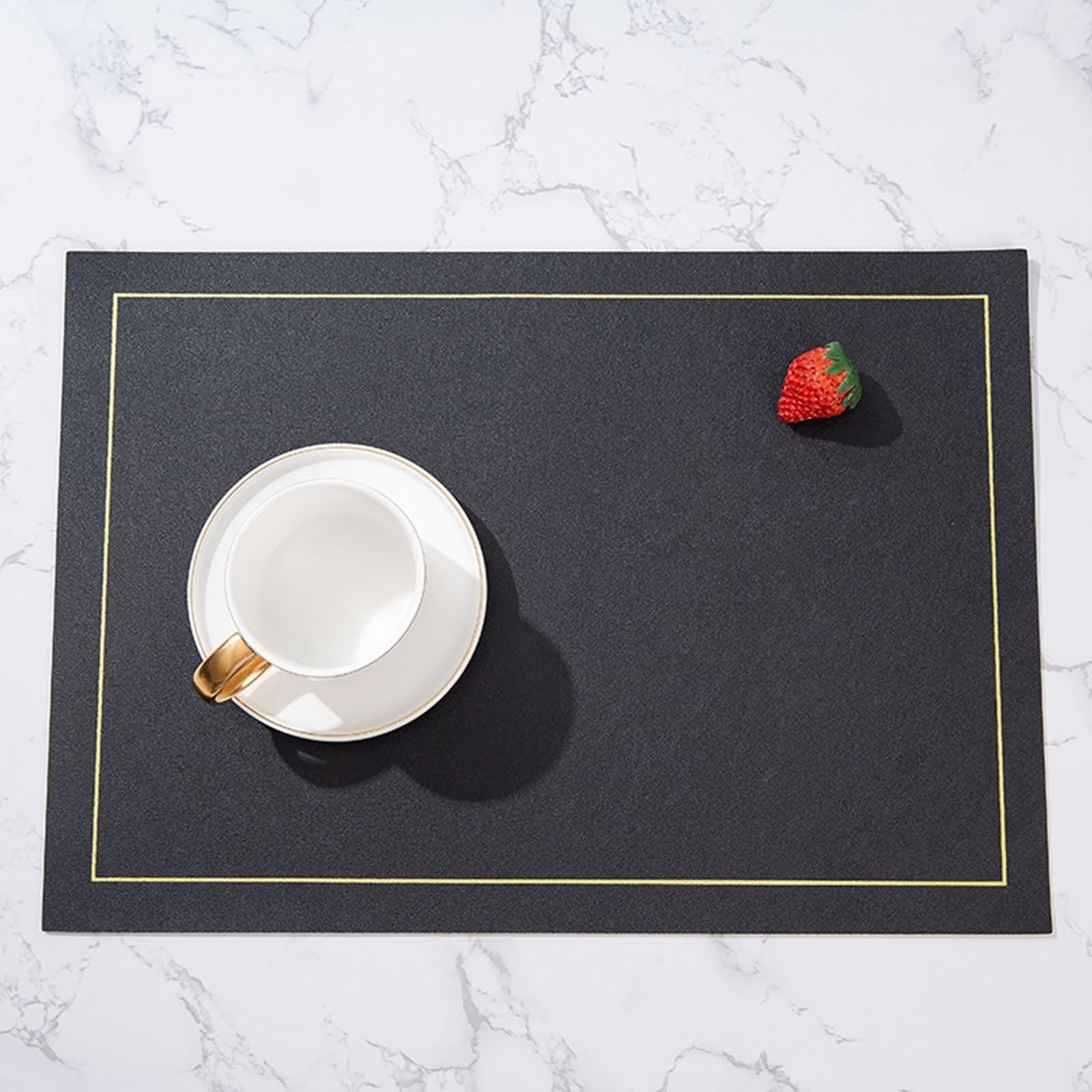 Juego de 4 manteles individuales de mesa, negro, moderno, 30 x 43 cm, Christmas Placemats color sólido de piel para mesa, cocina o salón