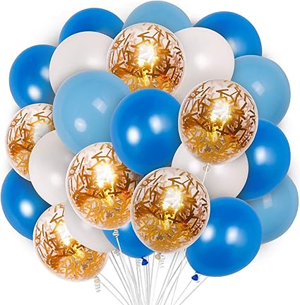 Amazon Com Partywoo Globos Azules Dorados De Confeti Y Blancos De 12 Pulgadas Para Decoraciones De Fiesta Hogar Y Cocina