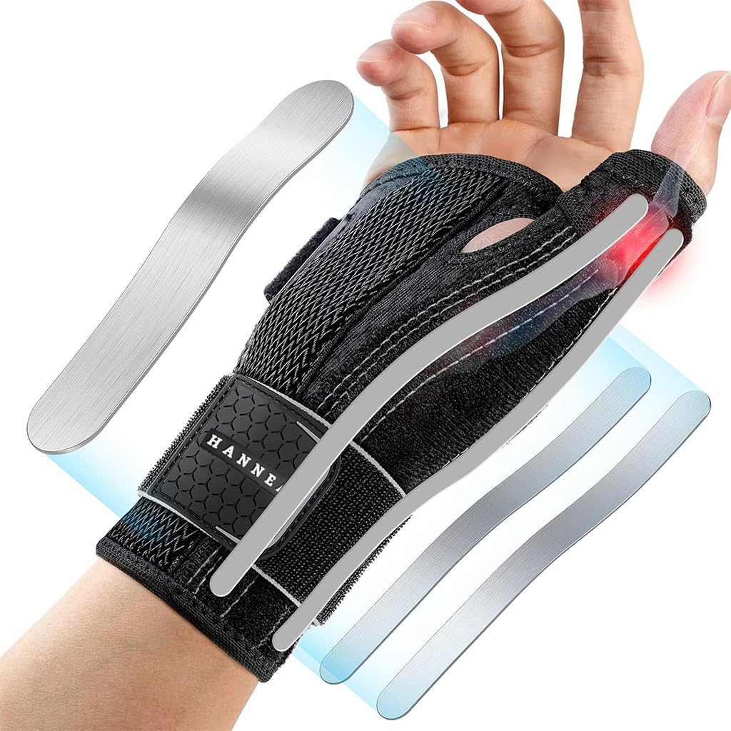 HANNEA® Wrist Support Brace for Pain Relief & Injury Recovery - Dual Metal Splints Stabilizer with Adjustable Compression Strap, Breathable Mesh Splint for Carpal Tunnel, Sprains, Gym Workout(S/M)-picture-18