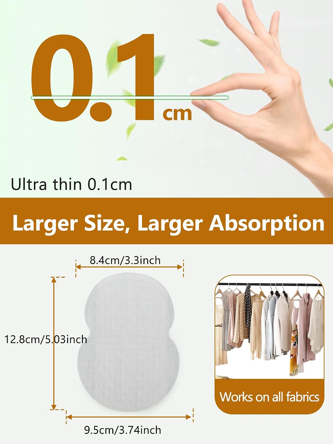 Armpit Sweat Pads for Women and Men, Underarm Sweat Pads, 100-Pack Medium Invisible Sweats Guards, Neutralize Odors, Super Absorbent, No-Leak Protection