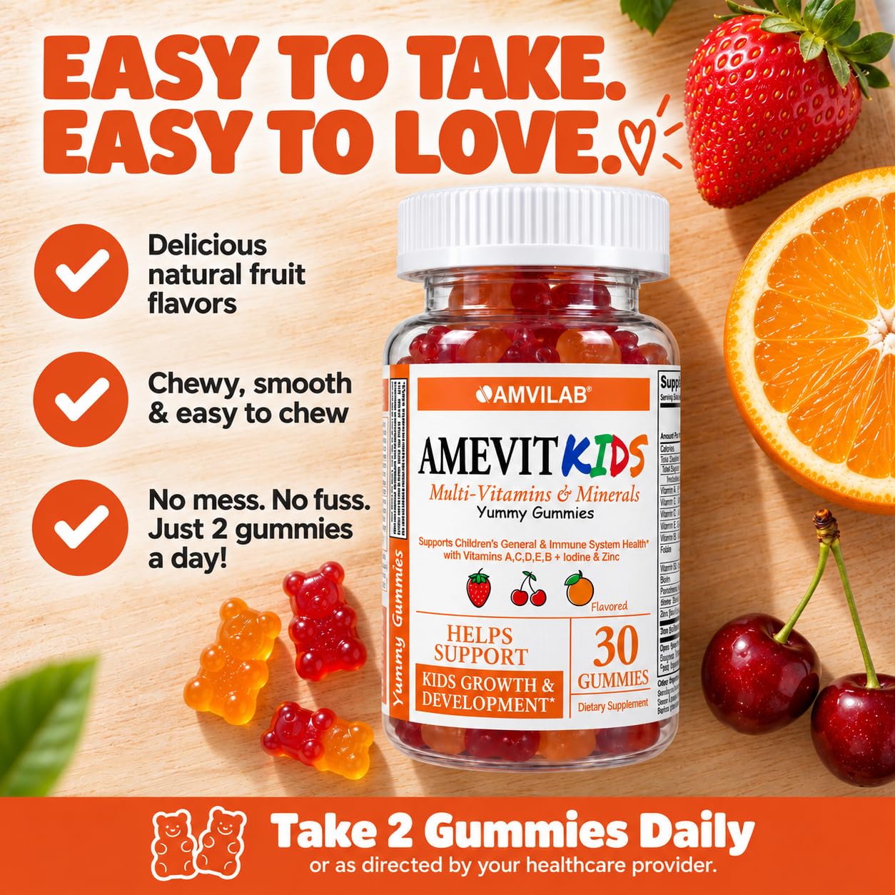 Amevit Kids Multivitamin Gummies, 30 Count Kids Vitamins, Age 2+ — Amazon image 3