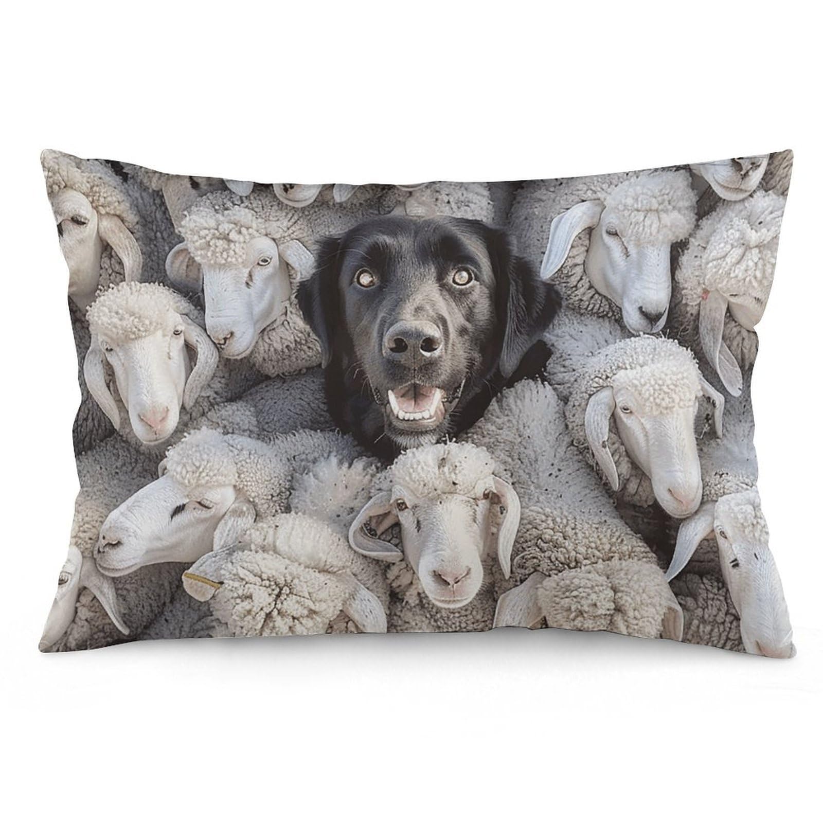 2 Pack Pillow Cases for Hair and Skin, Soft Breathable Pillow Case Covers with Hidden Zipper, Sheep and Dogs Pillowcase 12 "x20 Pillow Covers for Sleeping Gift