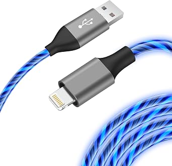 Light-Up iPhone Charger Cord, 3.3ft - LED iPhone Charging Cable [Apple MFi Certified] - Compatible with iPhone 14/13/12/11/XR/XS/X/8, iPad, AirPods, iPod, and More Blue