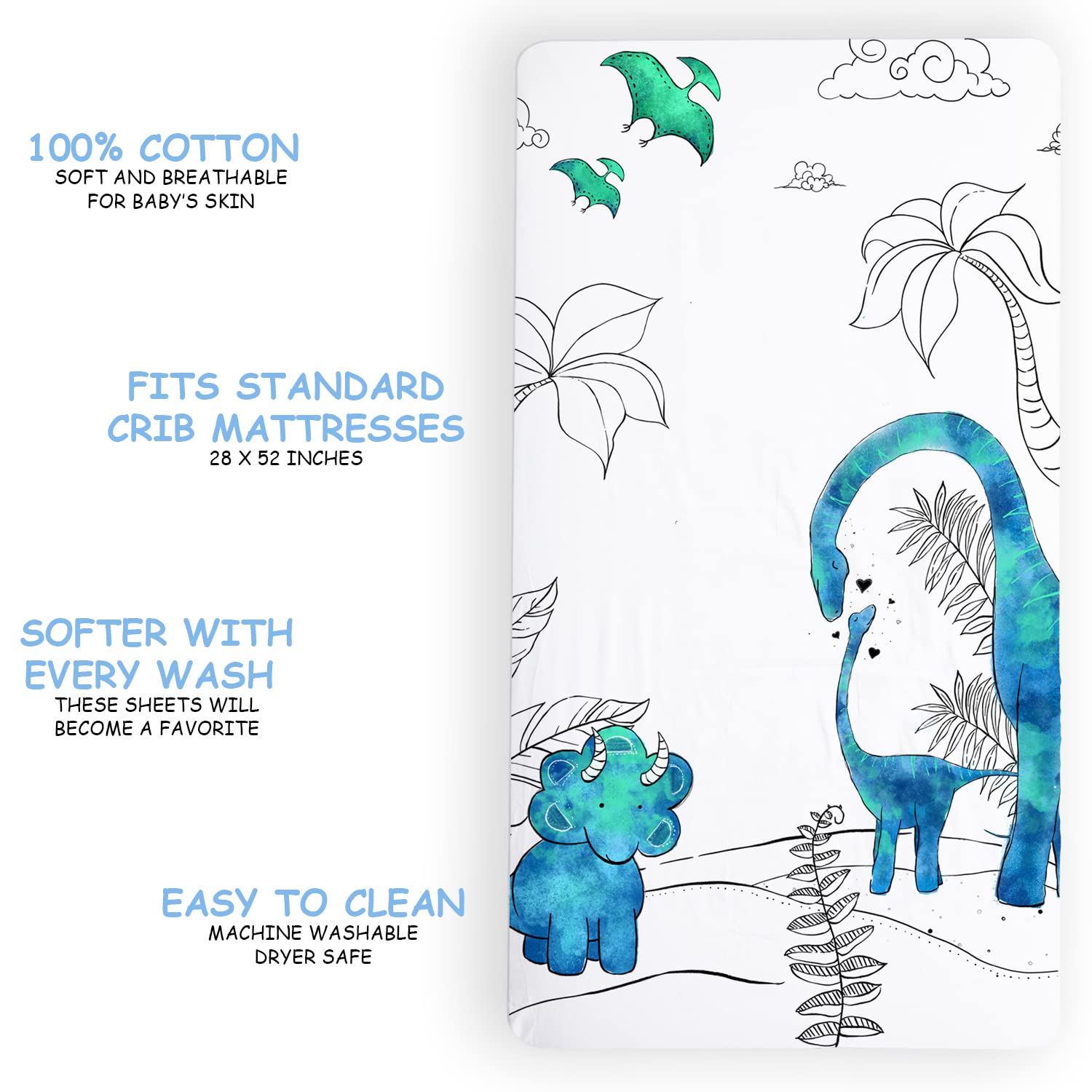 JumpOff Jo - Fitted Crib Sheet, Super Soft Breathable 100% Cotton Baby Crib Sheet for Standard Crib Mattresses and Toddler Beds, 28 in. x 52 in. - Fairy Blossom