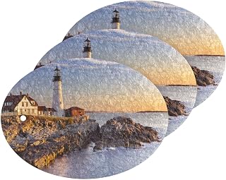Coikll Beautiful Lighthouse Houses Sunset Ocean Sea Coast Kitchen Sponges Cleaning Odor Free Non Scratch Dish Sponge for Cleaning Dishes Bathroom - 3 PCS