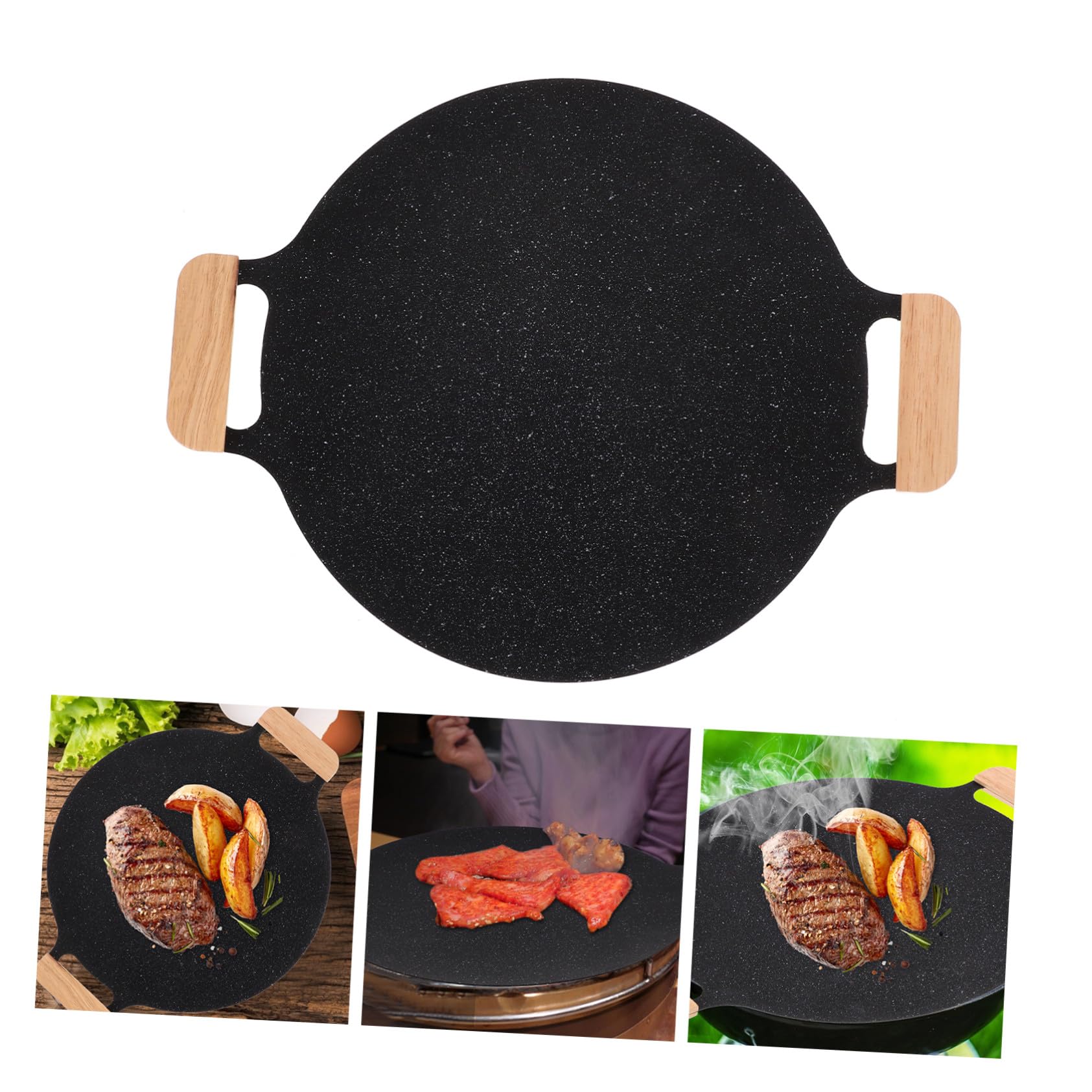 TOYANDONA Padella Per Portatile Con Manico Padella Antiaderente Per Barbecue in Ferro Per Campeggio e Uso Casa Riscalda Uniformemente