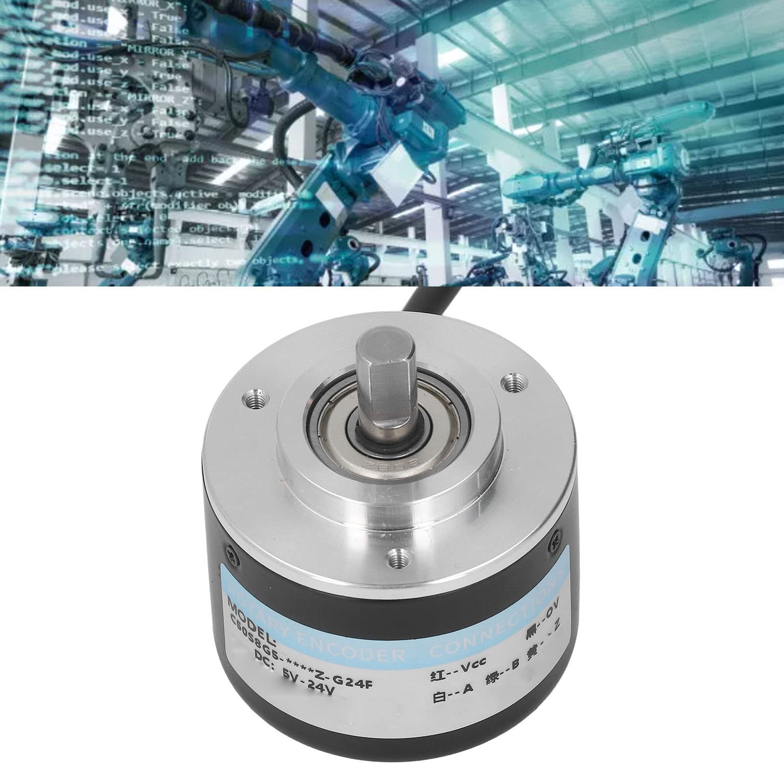Emoshayoga Encoder rotativo incrementale, Uscita PNP DC5‑24V Diametro Esterno 2 Pollici Encoder rotativo bifase Compatto IP50 Leggero per Robot(600P/R)