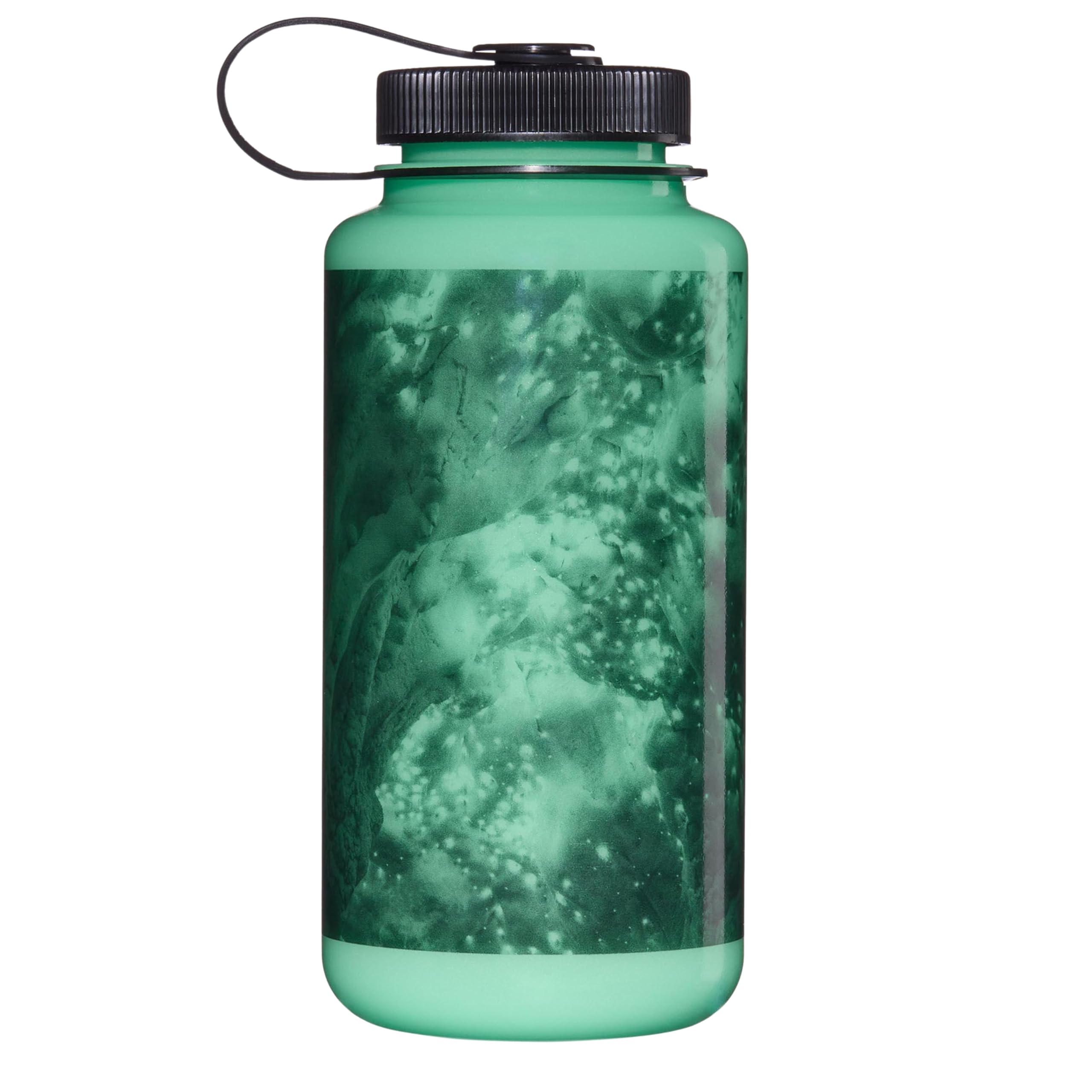 Nalgene Sustain Tritan BPA-free water bottle made from material derived from 50% plastic waste (using ISCC certified mass balance), 32 oz, wide mouth, Glo Wyld worms
