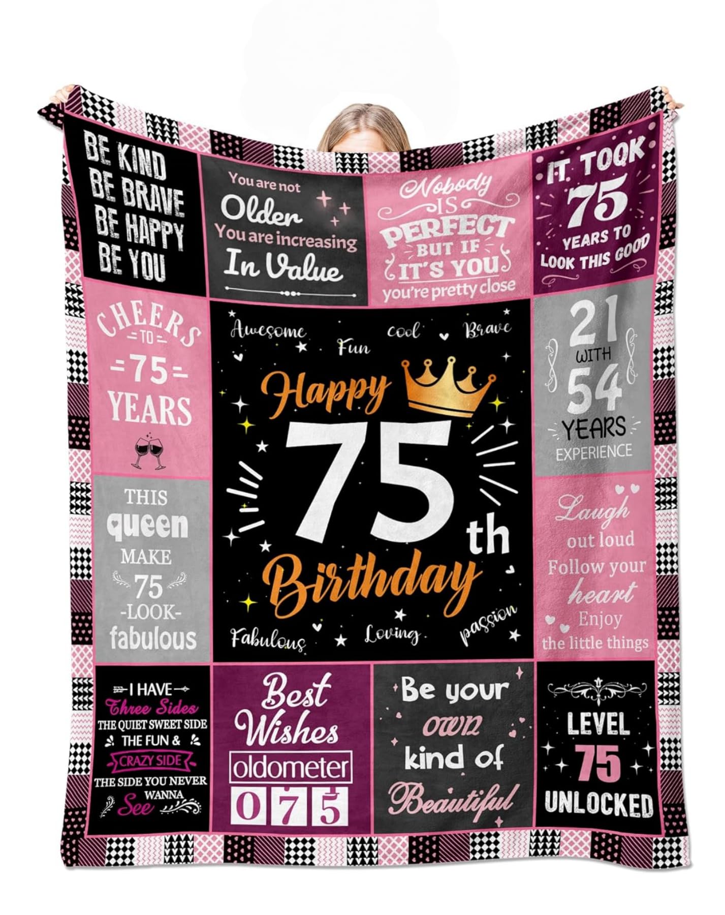 Cadeau femme 75 ans couverture maman plaid doux rempli d'amour