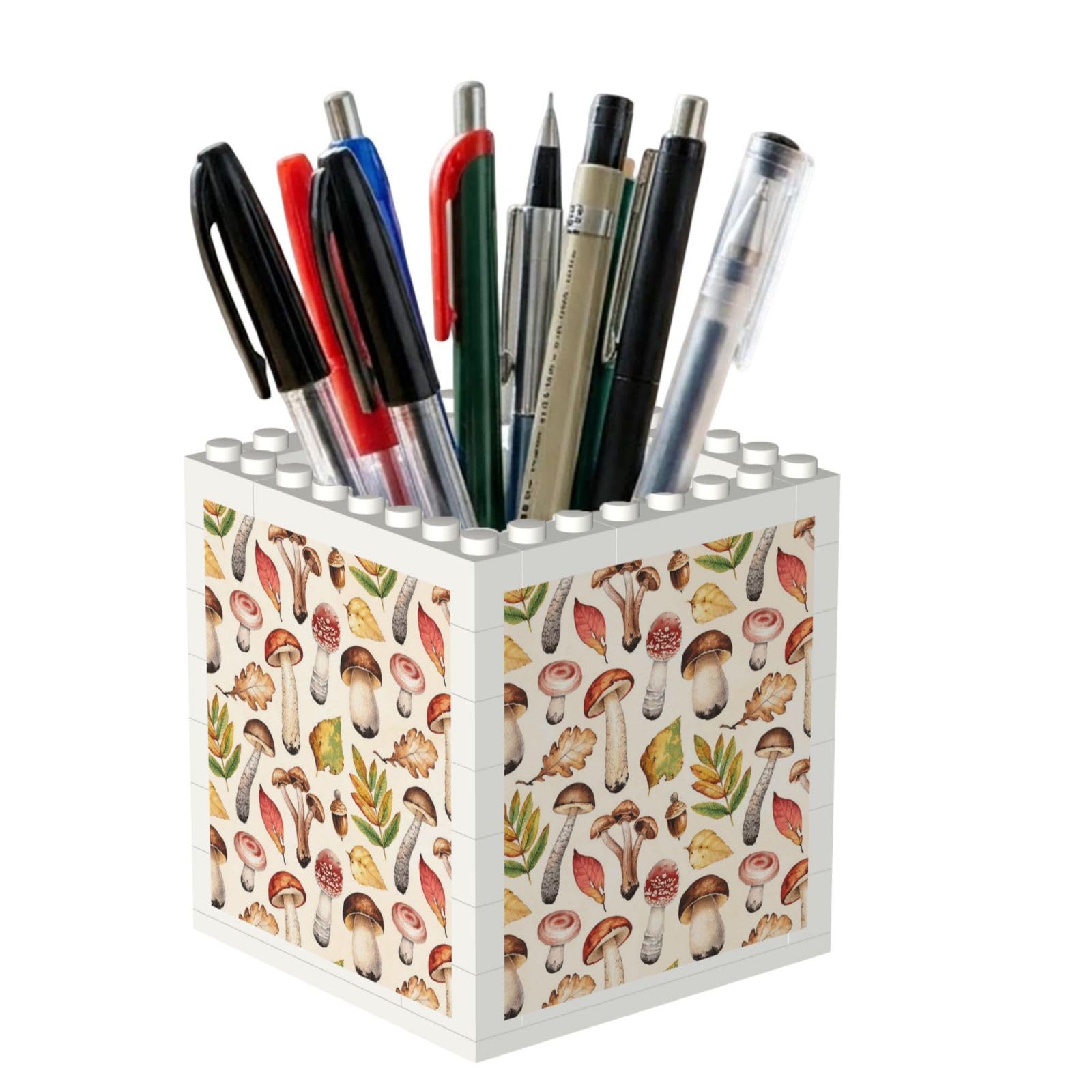 Poadnly Watercolor Mushrooms Printed, Pen Pot Pencil Holder for Office Home School, Compact Desk Organiser for Office Stationery