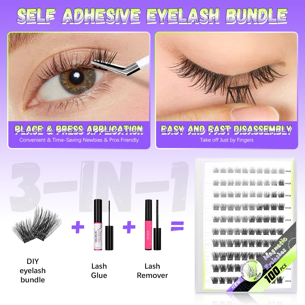 MAYCREATE 100 Pcs Self Adhesive Eyelash Clusters 8/10/12mm Natural Look 2