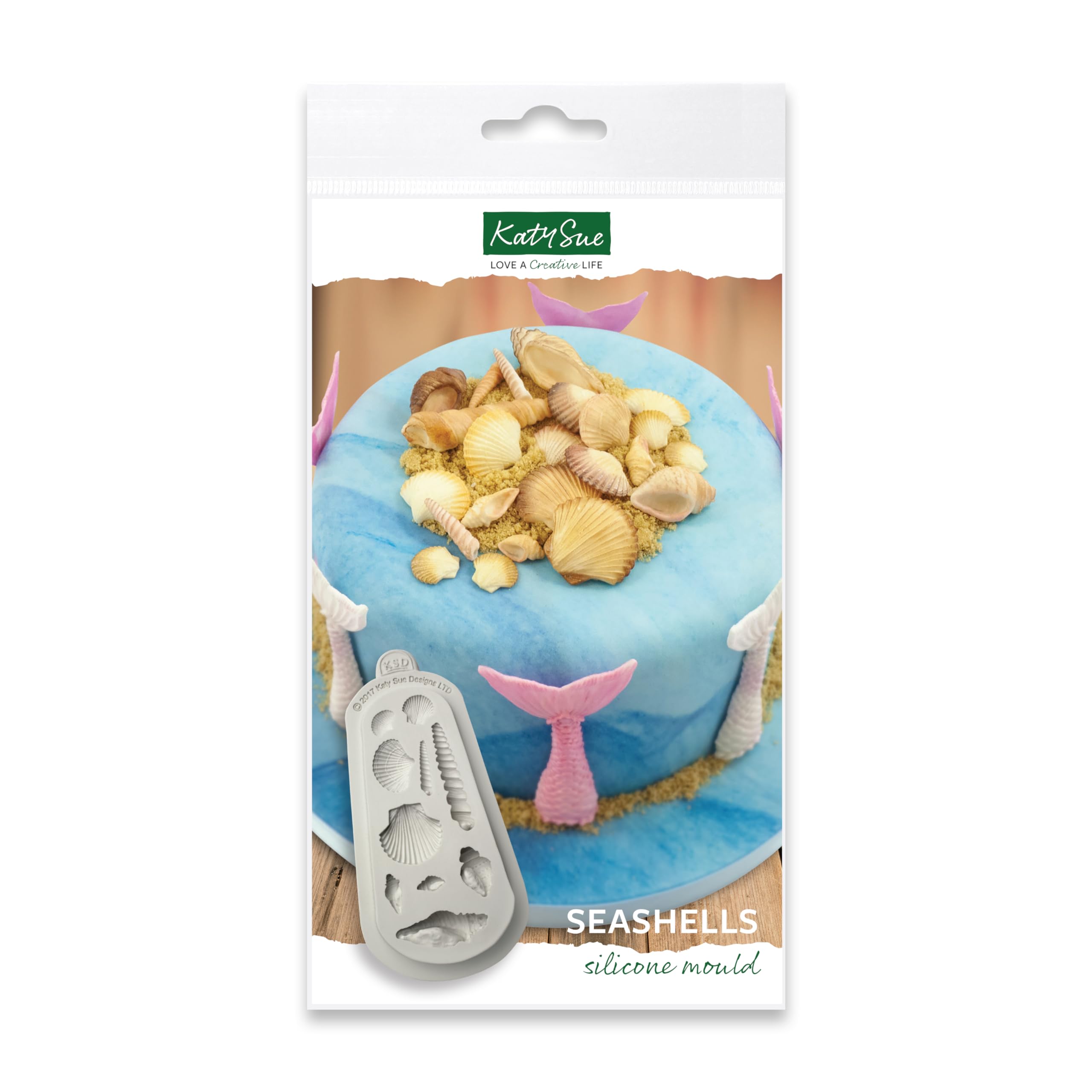 Katy Sue Grey Seashells Silicone Mould For Cake Decorating & Crafting For Use With Fondant, Sugar Paste, Gum Paste, Air Dry Clay. Makes 10 Shells. Large Scallop Size 30 X 30 Millimetres, By Moulds