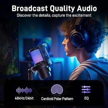 MAONO DM40 Wireless Gaming Microphone with Boom Arm BA37,Black