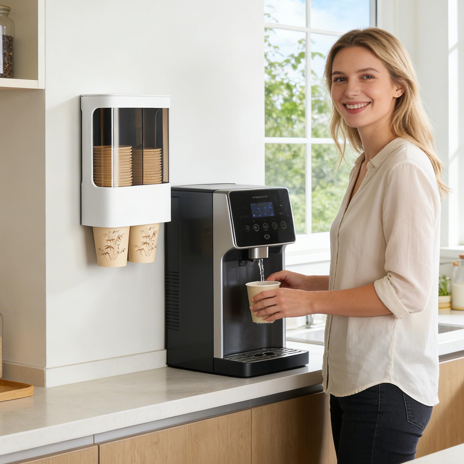 Genérico Dispenser di bicchieri | Doppio cilindro dispenser Organizzatore di tazze per caffè | per casa, cucina, ristorante, bar, sala di riposo, eventi, hotel, ristoranti