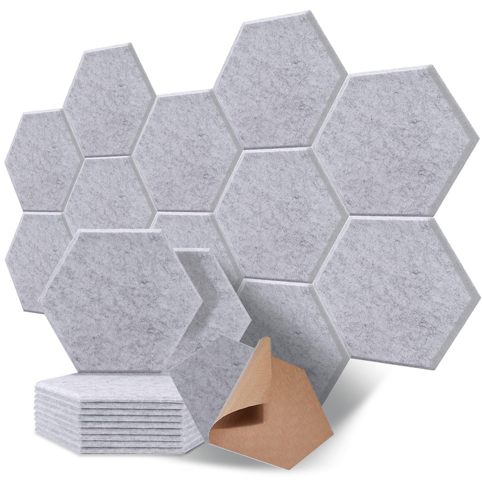 SOSINYA Insonorizacion Acustica Pared Autoadhesivo,12 Piezas Placas paneles acusticos Hexagonal para Decoración de Paredes y Tratamiento Acústico.Panel acustico decorativo(30x26x1cm)