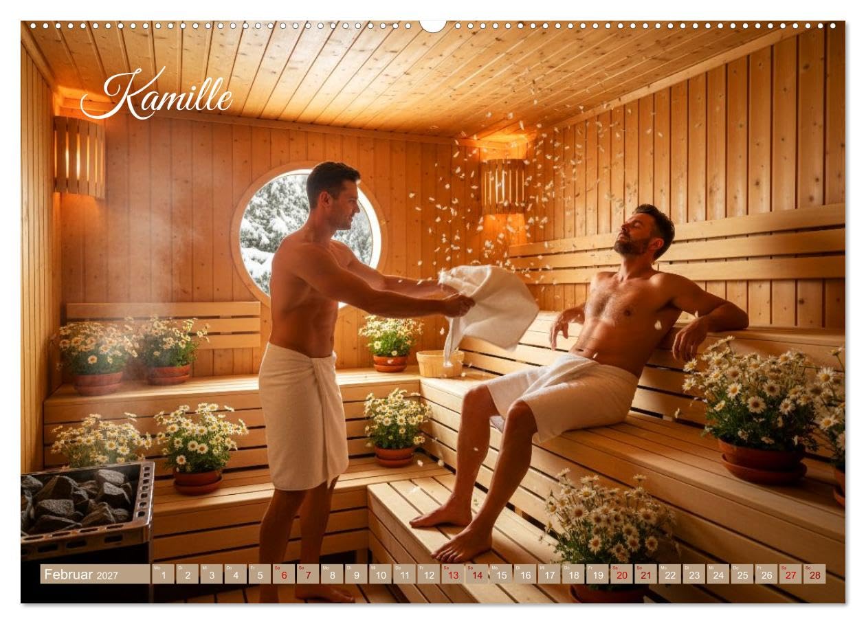 Sauna - Hitze, Duft, Genuss (hochwertiger Premium Wandkalender 2027 DIN A2 quer), Kunstdruck in Hochglanz: Der unsichtbare Luxus der Sauna – Aroma, ... und den Raum öffnen. (CALVENDO Gesundheit)
