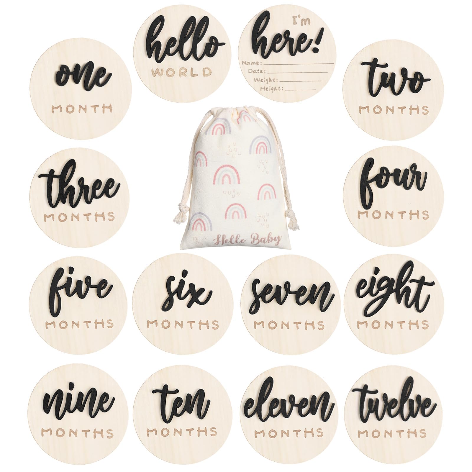Photo 1 of Burbell Baby Monthly Milestone Announcement Signs Wood,Black,Letter