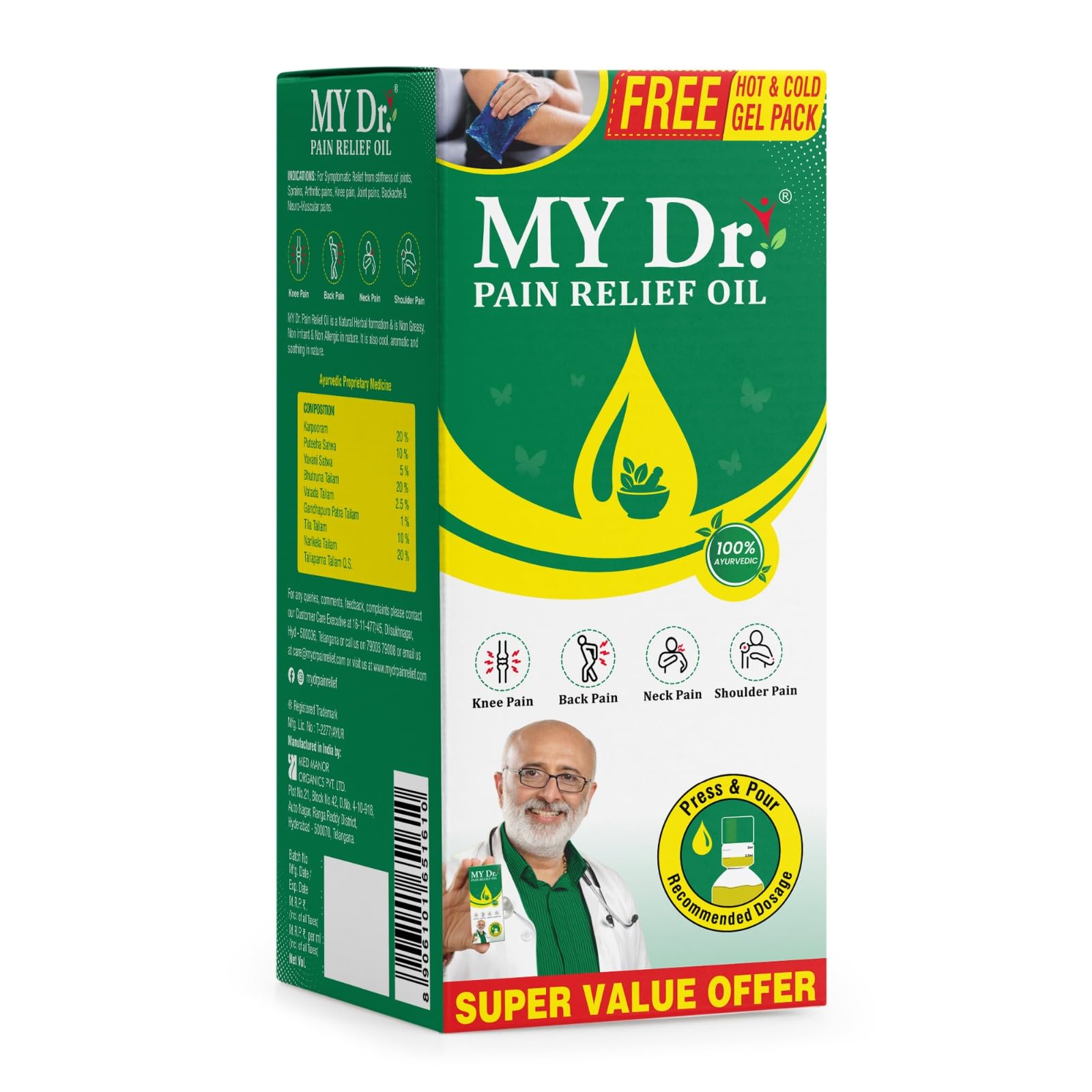 My Dr. Pain Oil Relief Oil - Relieves Joint Pains & Body Pains - Aromatic, Non-Sticky & Stain-Free, Standard - 120 Ml (Pack of 1)